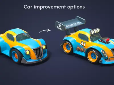 Modular Racing Cars Low-poly 3D model