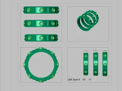 Modern Mens Engagement Wedding Band bezel set USA sz 9 10 11 3D print model