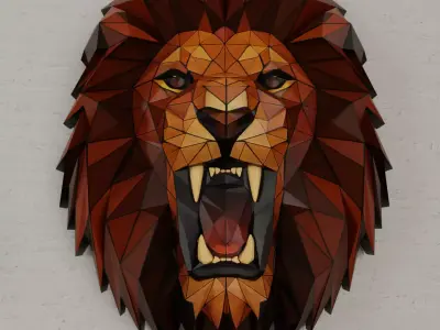 Polygonal  Lion Wall Art 3D print model