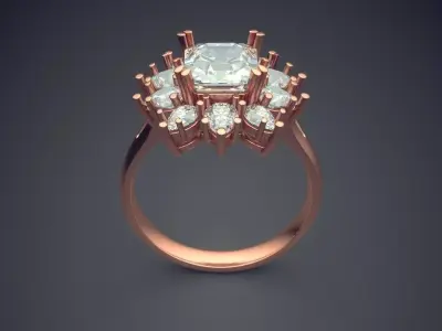 Luxury Thin Ring With A Lot Of Diamonds CAD 5452 3D print model
