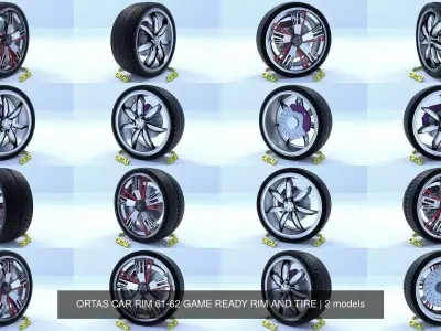 ORTAS CAR RIM 61-62 GAME READY RIM AND TIRE 3D Model Pack