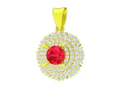 A7767 Round Diamond Women Pendant 3D Model 3D print model