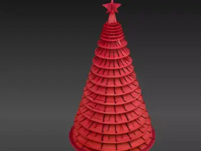 Minimalist Layered Tree Sculpture 3D Model Christmas Decor Low-poly 3D model
