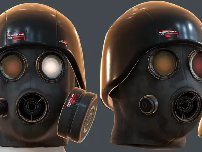 Gas mask helmet 3d model scifi Low-poly  Low-poly 3D model