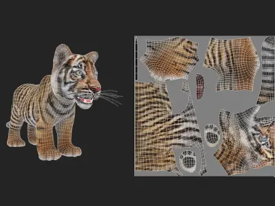 Tiger Cub Game Ready Low-poly 3D model