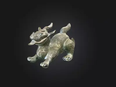 Ancient Dragon Sculpture Low-poly 3D model
