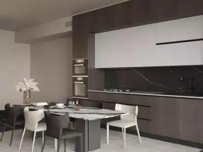 Light luxury dining table and chairs 3D model