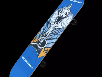 Skateboard Low-poly 3D model 16