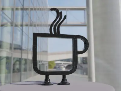3D Model of a metl  Cup with Legs Free 3D model