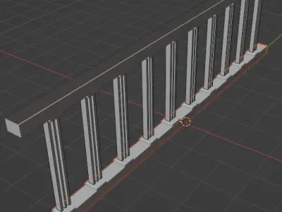 Colums balcony with columns and railings Free low-poly 3D model