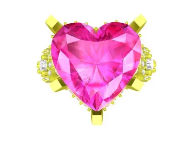 A7691 Luxury Heart Diamond Women Ring 3D Print 3D print model