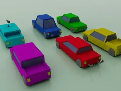 Low Poly 6 Racing Car Collection Low-poly 3D model