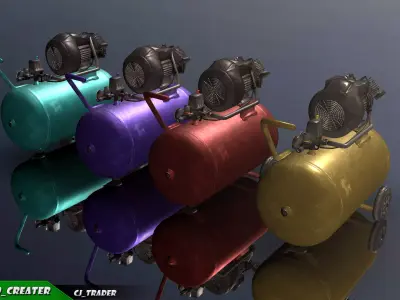 Modular Air Compressor Lowpoly PBR 3D Model Low-poly 3D model