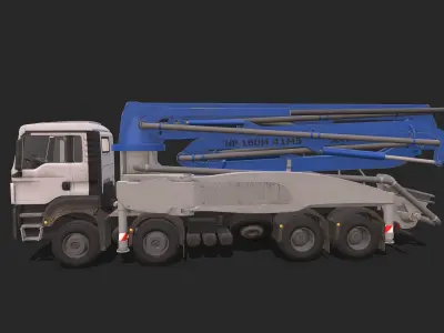Concrete pump Low-poly 3D model