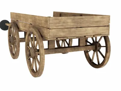 The cart 2 wooden wagon 3D model