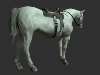 Horse with saddle Low-poly 3D model