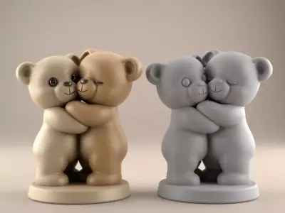 Cute Bear Hugs 3D STL File for Printing 3D print model