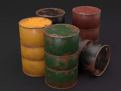 Barrel two rusty barrels Free low-poly 3D model