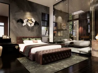 Modern master bedroom 3D model