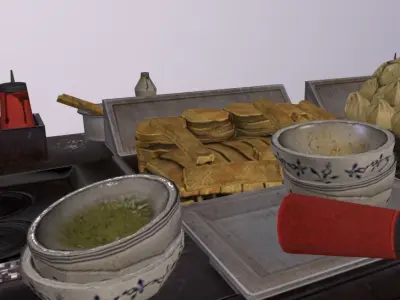 Chinatown Fast Food Stall Low-poly 3D model