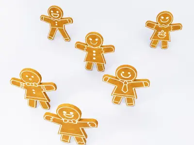 Gingerbread cookies 3d model  Low-poly 3D model