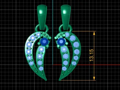 WINGS STYLE DIAMOND EARRING 3D PRINTABLE MODEL 3D print model