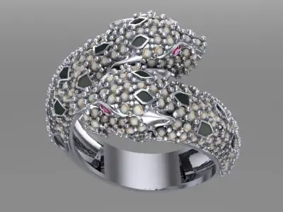 2 panter head ring 3D print model