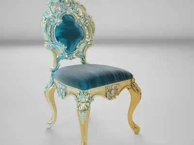 001golden ornamental chair render ready vray  3D model