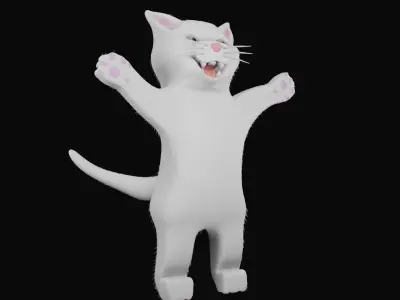 Cartoon Cat 3D Model -Multiple Texture Variations with Hair Mesh Low-poly 3D model