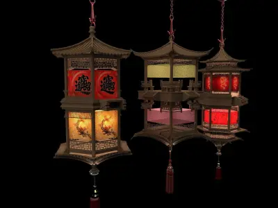 Chinese palace lantern 3D model 37