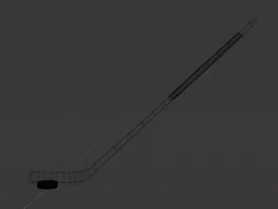 Hockey stick and puck 3D model
