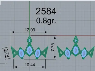 Zigzag Marquise Earring 2584 3D print model