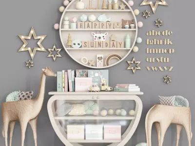 toys and furniture for kids Low-poly 3D model