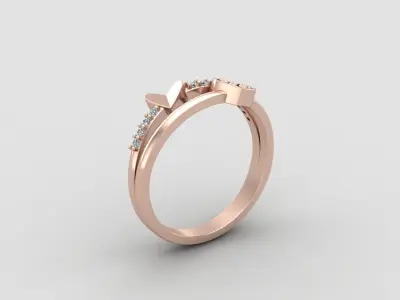 Minimal Heart diamond ring 147-MW 3D print model