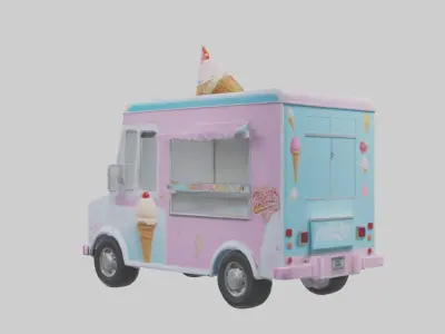 Ice Cream Truck model Low-poly 3D model