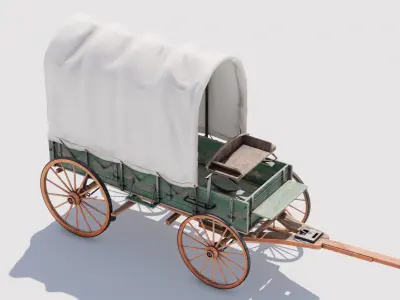 Covered Wagon 01 Low-poly 3D model