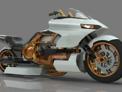 Conceptual motorcycle Low-poly 3D model