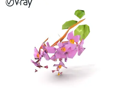 Pink Wisteria Blossom Realistic model pack Low-poly 3D model