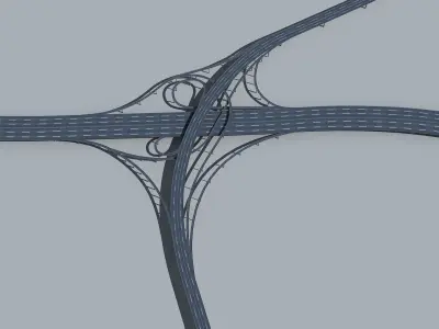 Highway Viaduct flyover  Low-poly 3D model