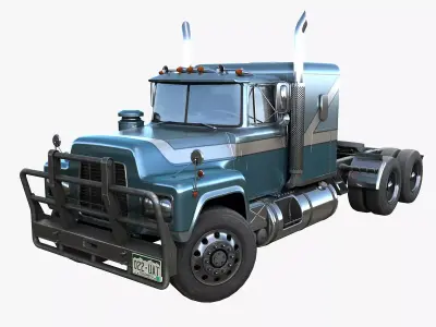 American generic semitruck Low-poly 3D model