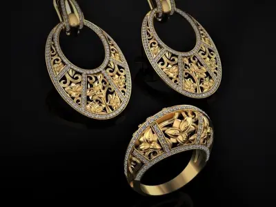 Ring and Earrings 58 3D print model