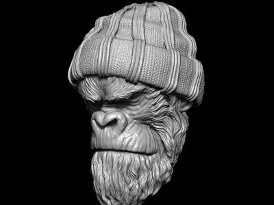 Animal bas relief  Gangster monkey wall home decor vol1  3D print model