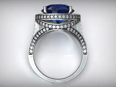 Cocktail Gemstone Sapphire Ring Free 3D print model