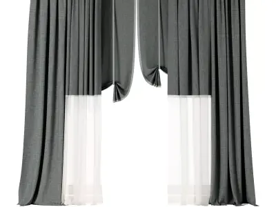 Curtains with Roman blinds 25 HBH Low-poly 3D model