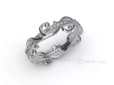 Ring FLOWER diamond 3D PRINT 3D print model