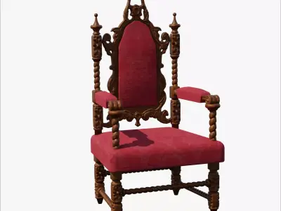 Renaissance Style HighBacked Chair model 4 Low-poly 3D model