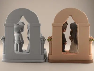 Cute Wedding Couple 3D STL Model Decor 3D print model