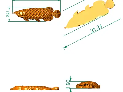 arowana fish relief 3D print model