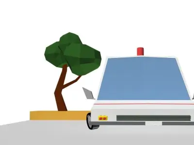 lOW POLY AMBULANCE CAR Low-poly 3D model