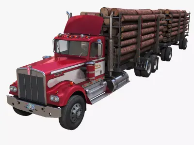 Kenworth W900A Logging truck Low-poly 3D model